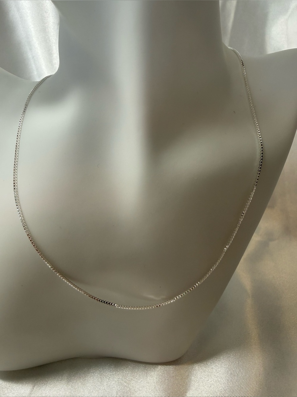 925 Sterling Silver Box Chain Necklace 16” Dainty Layering Chain NWT 99